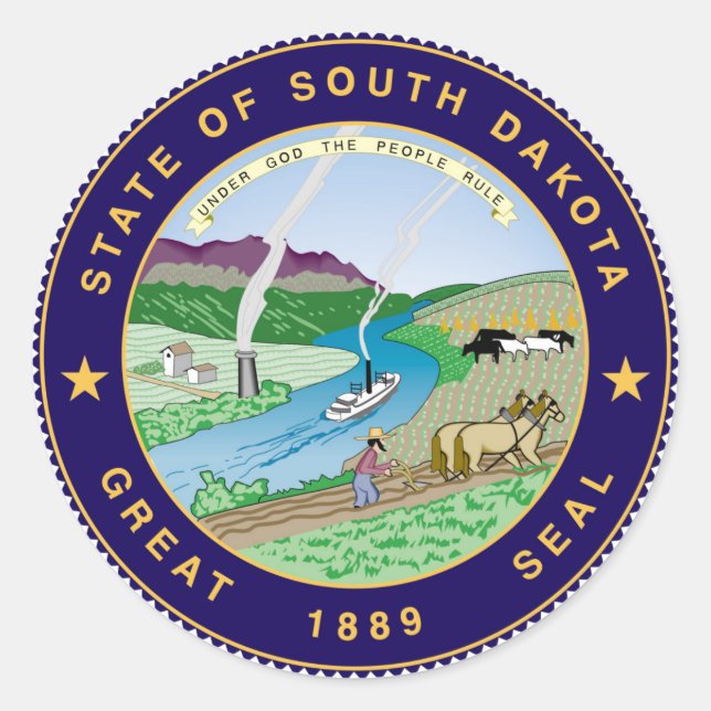 Sticker Rond drapeau de l'état du dakota du sud république d'am (Devant)