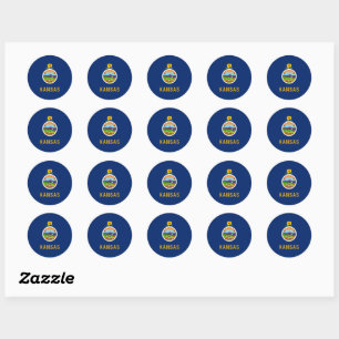 Sticker Rond Drapeau de l'État du Kansas
