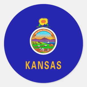 Sticker Rond Drapeau de l'État du Kansas