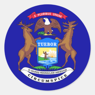Sticker Rond Drapeau de l'État du Michigan