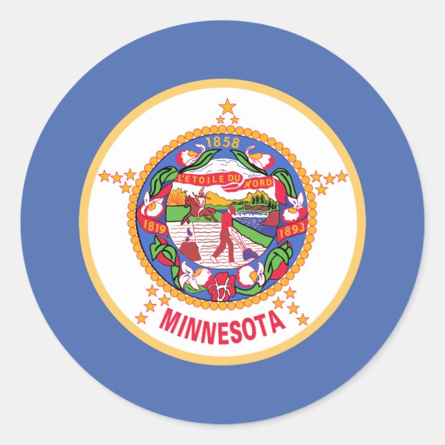 Sticker Rond Drapeau de l'État du Minnesota (Devant)