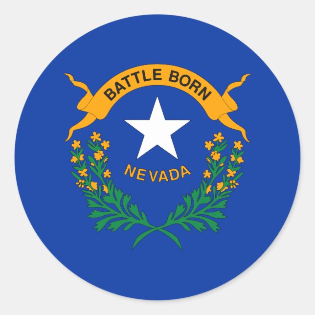 Sticker Rond Drapeau de l'État du Nevada (Devant)