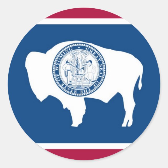 Sticker Rond Drapeau de l'État du Wyoming (Devant)