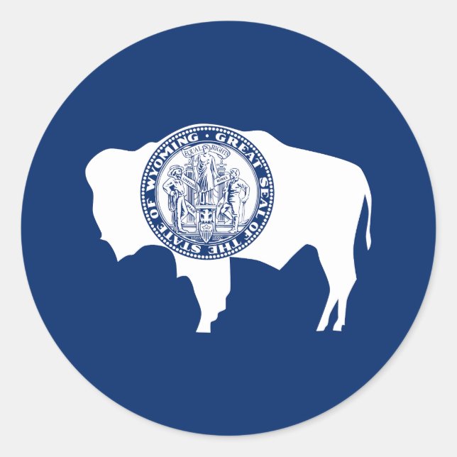 Sticker Rond Drapeau de l'État du Wyoming (Devant)