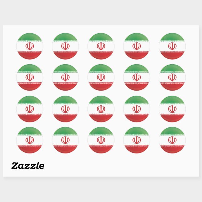Sticker Rond Drapeau de l'icône iranienne (Feuille)