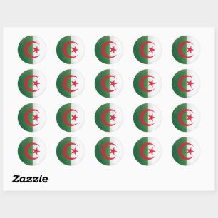 Sticker Rond Drapeau de l'icône ronde Algérie