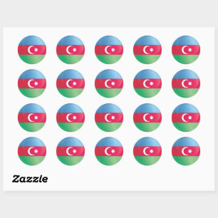 Sticker Rond Drapeau de l'icône ronde d'Azerbaïdjan