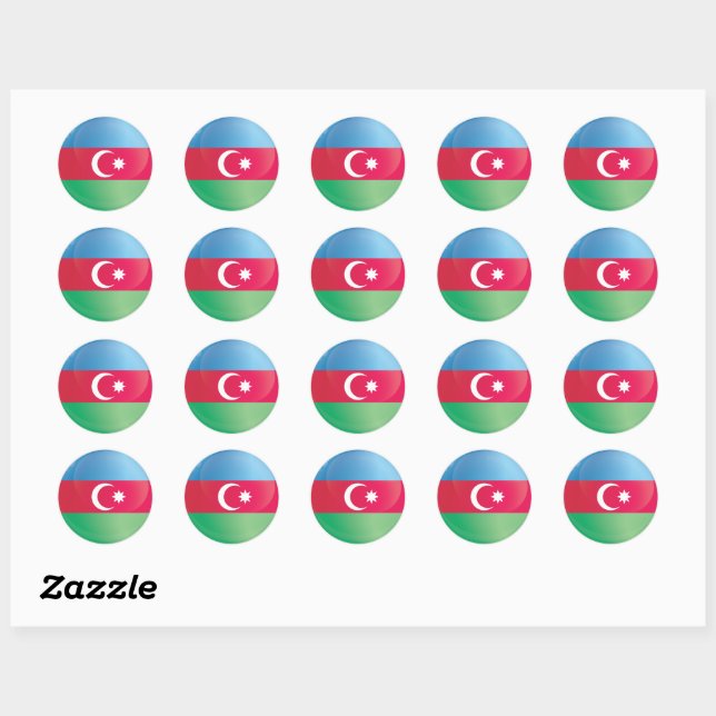 Sticker Rond Drapeau de l'icône ronde d'Azerbaïdjan (Feuille)