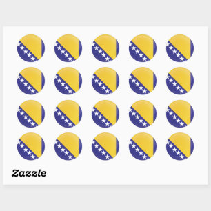Sticker Rond Drapeau de l'icône ronde de Bosnie-Herzégovine