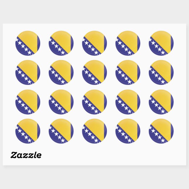 Sticker Rond Drapeau de l'icône ronde de Bosnie-Herzégovine (Feuille)