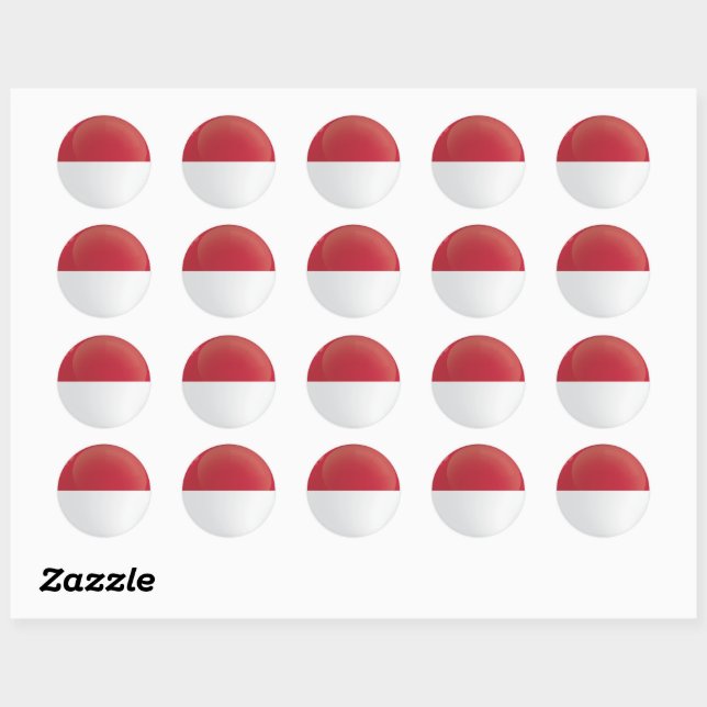 Sticker Rond Drapeau de l'icône ronde de l'Indonésie (Feuille)