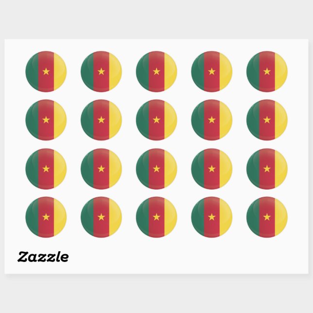 Sticker Rond Drapeau de l'icône ronde du Cameroun (Feuille)
