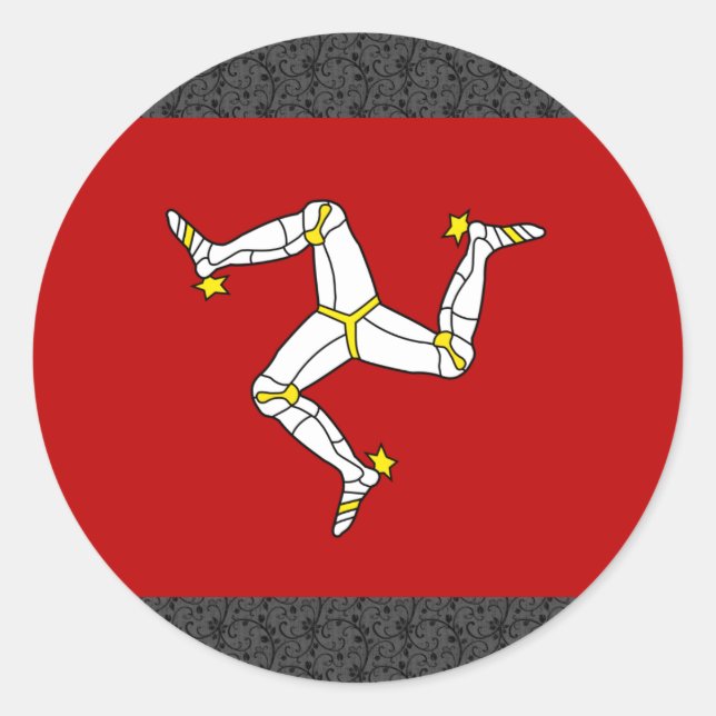 Sticker Rond Drapeau De L'Île De Man (Devant)