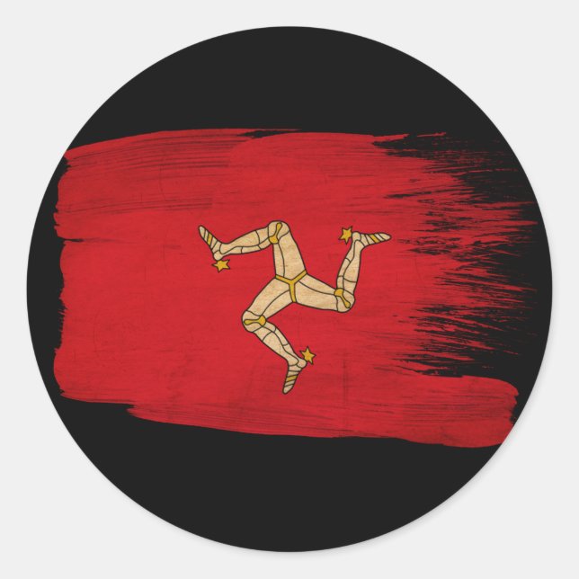 Sticker Rond Drapeau de l'île de Man (Devant)