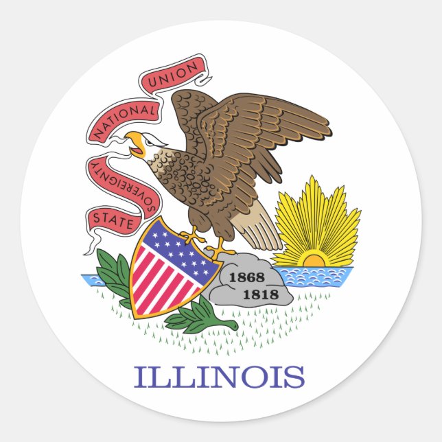 Sticker Rond Drapeau de l'Illinois (Devant)