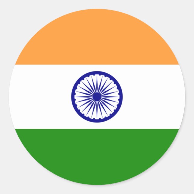 Sticker Rond Drapeau de l'Inde (Devant)