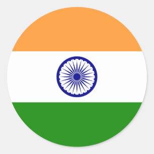 Sticker Rond Drapeau de l'Inde - ति रं गा - भा र त का 