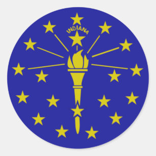 Sticker Rond Drapeau de l'Indiana
