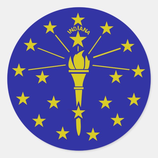 Sticker Rond Drapeau de l'Indiana (Devant)