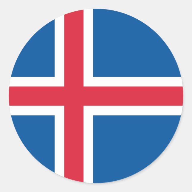 Sticker Rond Drapeau de l'Islande (Devant)