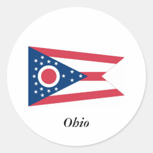Sticker Rond Drapeau de l'Ohio