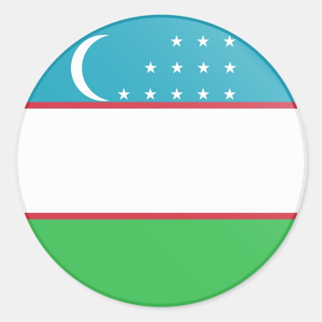 Sticker Rond Drapeau de l'Ouzbékistan (Devant)