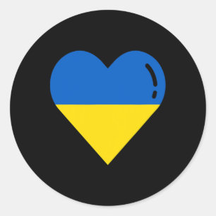Sticker Rond Drapeau de l'Ukraine Cœur Racines Vacances Ukraini