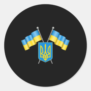 Sticker Rond Drapeau de l'Ukraine Emblème Armoiries Emblème nat