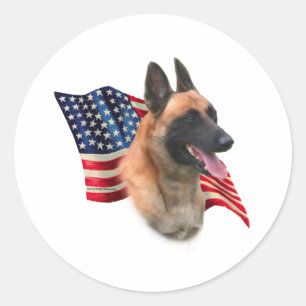 Sticker Rond Drapeau de Malinois de Belge