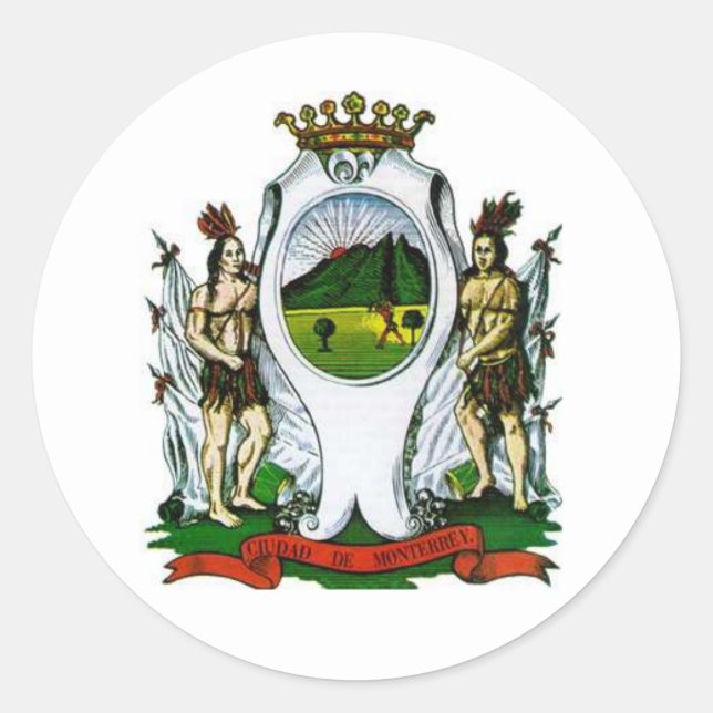 Sticker Rond Drapeau de Monterrey, Nuevo León - MEXICO (Devant)