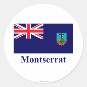 Sticker Rond Drapeau de Montserrat avec le nom