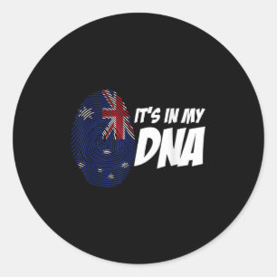 Sticker Rond Drapeau de Nouvelle-Zélande Cadeau d'empreinte dig