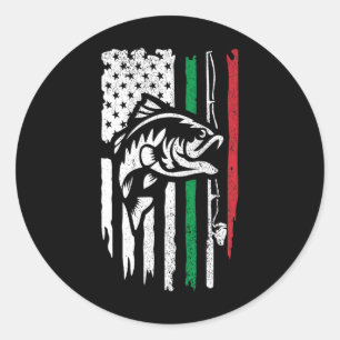 Sticker Rond Drapeau de pêche à la byssus italien américain pou