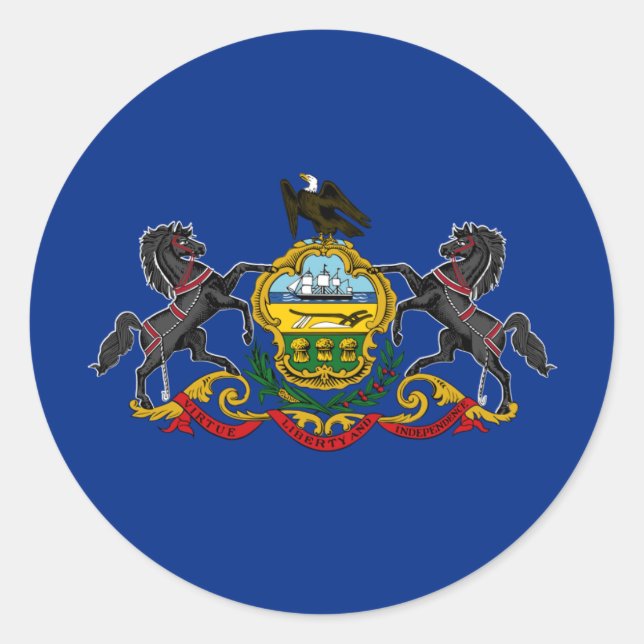 Sticker Rond Drapeau de Pennsylvanie, Drapeau de Pennsylvanie (Devant)