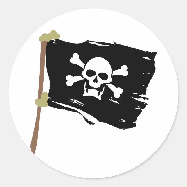 Sticker Rond Drapeau de pirate de jolly roger (Devant)