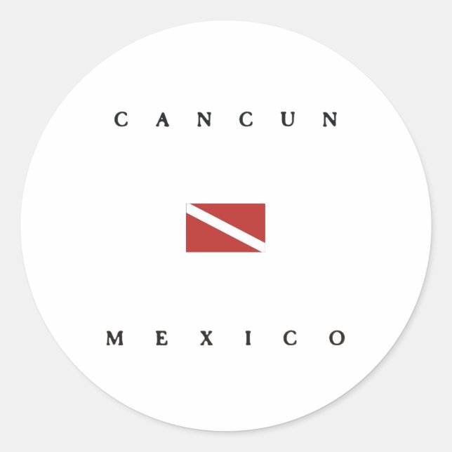 Sticker Rond Drapeau de plongée de Cancun Mexique (Devant)