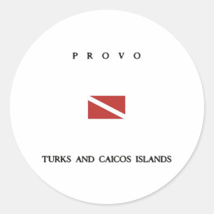 Sticker Rond Drapeau de plongée sous-marine des îles Provo Turk