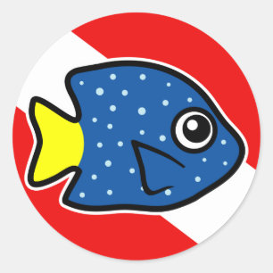 Sticker Rond Drapeau de plongée Yellowtail Damselfish Drapeau