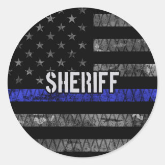 Sticker Rond Drapeau de police du shérif en détresse