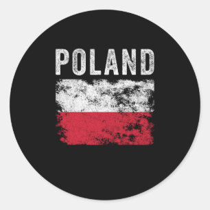 Sticker Rond Drapeau de Pologne en état de détresse - Drapeau p