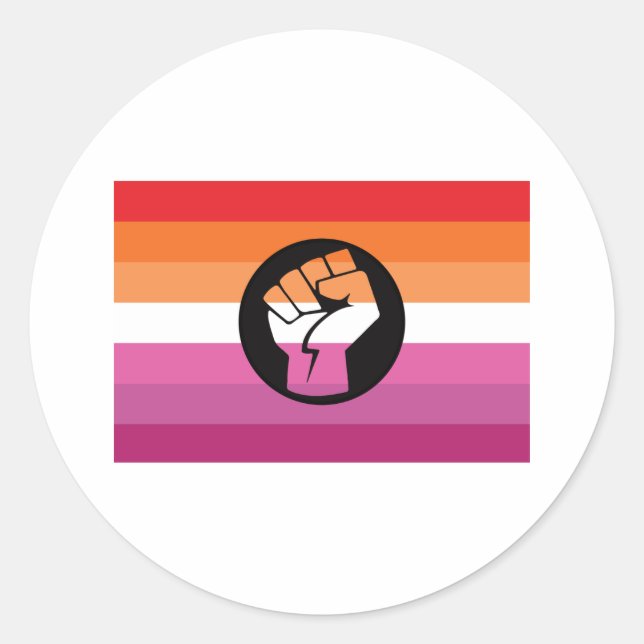 Sticker Rond Drapeau de protestation lesbienne (Devant)