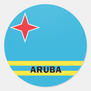 Sticker Rond Drapeau de qualité de rondeau d'Aruba