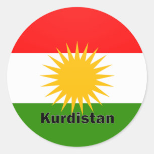 Sticker Rond Drapeau de qualité de rondeau du Kurdistan