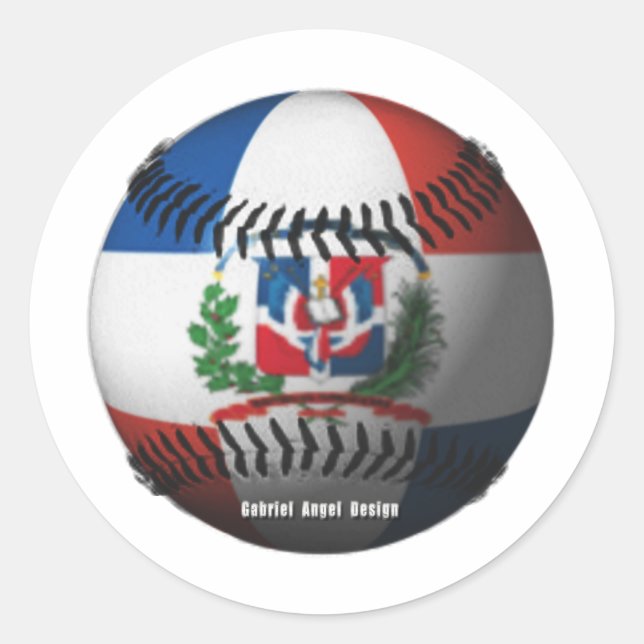Sticker Rond Drapeau de République Dominicaine Baseball couvert (Devant)