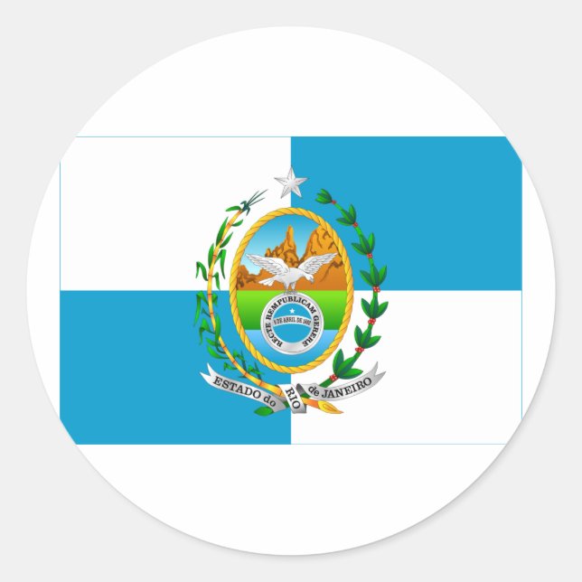 Sticker Rond Drapeau de Rio de Janeiro, Brésil (Devant)
