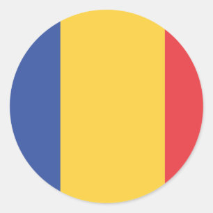 Sticker Rond Drapeau de Roumanie, drapeau roumain