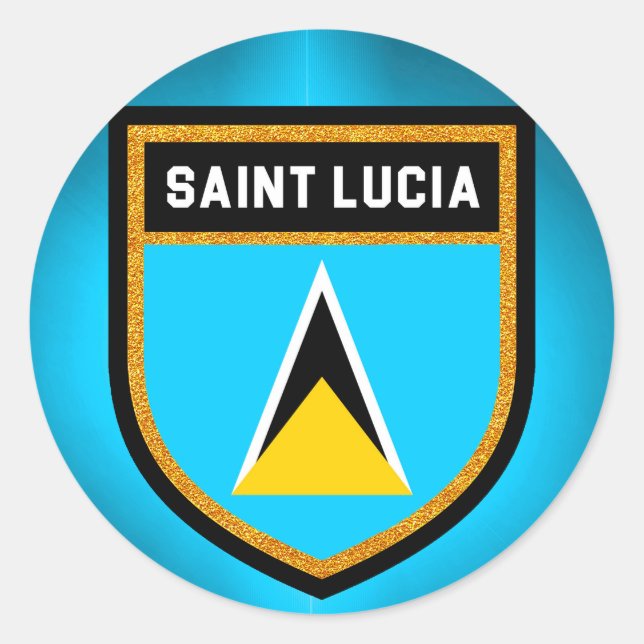 Sticker Rond Drapeau de Sainte-Lucie (Devant)