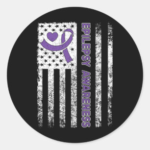 Sticker Rond Drapeau de sensibilisation à l'épilepsie Ruban vio