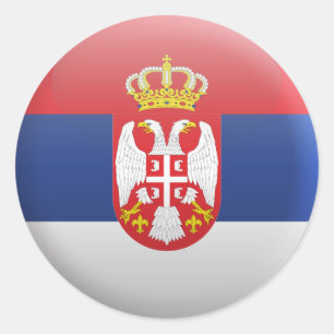 Sticker Rond Drapeau de Serbie