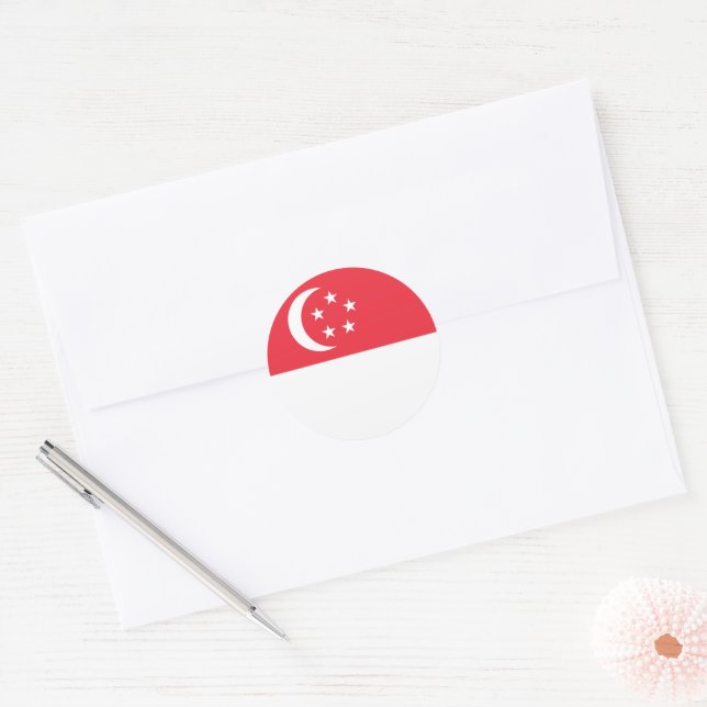 Sticker Rond Drapeau de Singapour (Enveloppe)